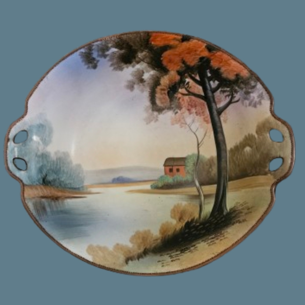 Nippon Antique Art Nouveau Hand Painted Nippon 8-1/2" Serving Bowl
